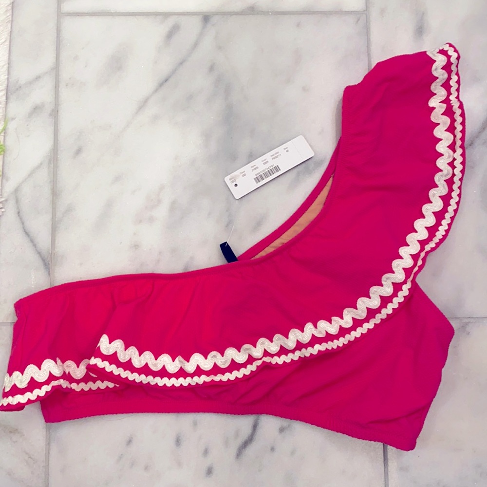 J. Crew One Shoulder Ruffle Swimsuit TOP ONLY